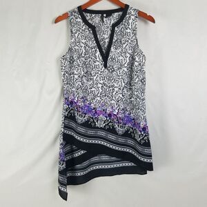 New Directions Shirt Womens Small Multicolor‎ Top Sleeveless Split Neck